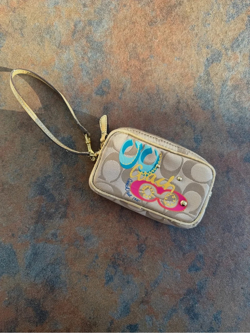 Coach Poppy Y2K “Pop C” Graffiti Signature Wristlet, Highly Collectible
